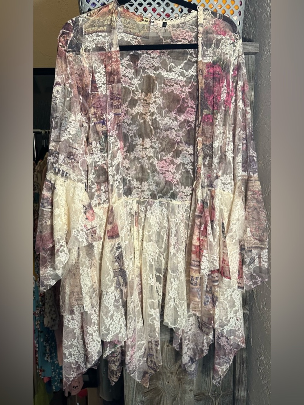 Vintage Floral Patchwork tank top and kimono in Blush Rose Rodeo theme. - Picture 4 of 7